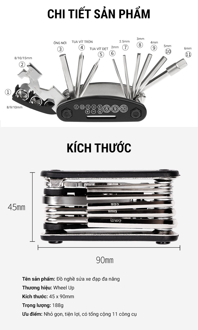 Dụng cụ sửa xe đạp đa năng Wheel Up - YCB.vn