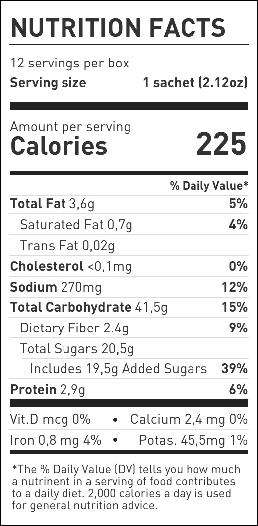 maurten solid 225 c nutrition fact 001 Thanh năng lượng Maurten Solid C 225 (Cacao) - YCB.vn