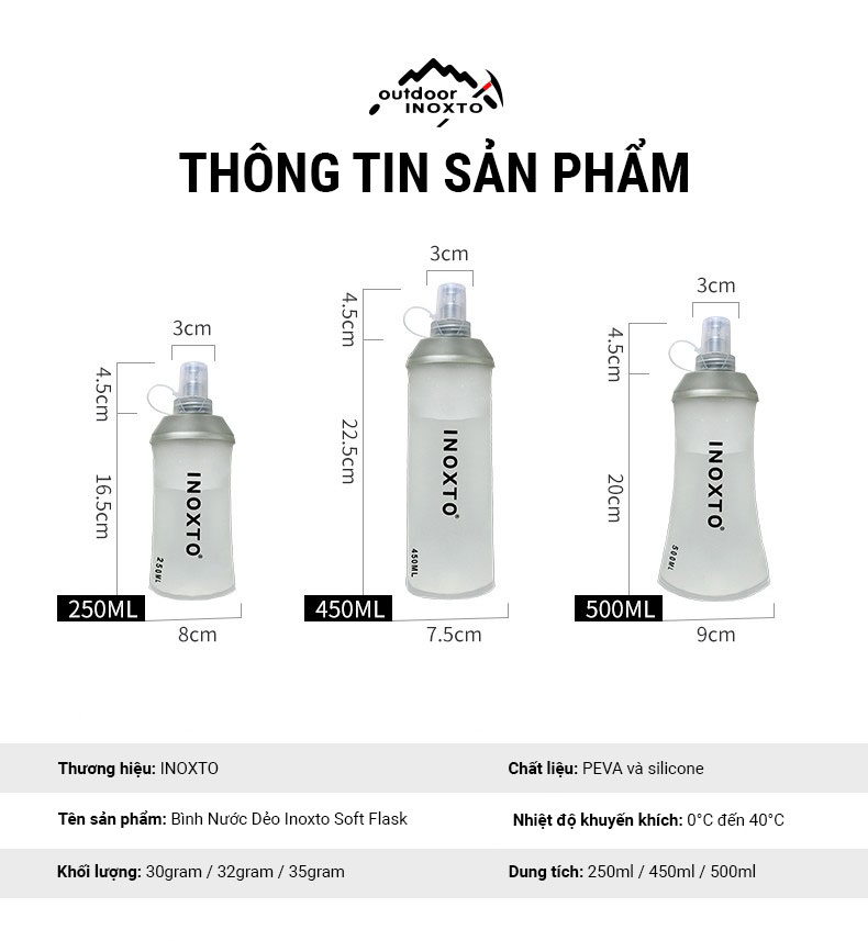 Bình nước dẻo INOXTO Soft Flask - 250ml - YCB.vn