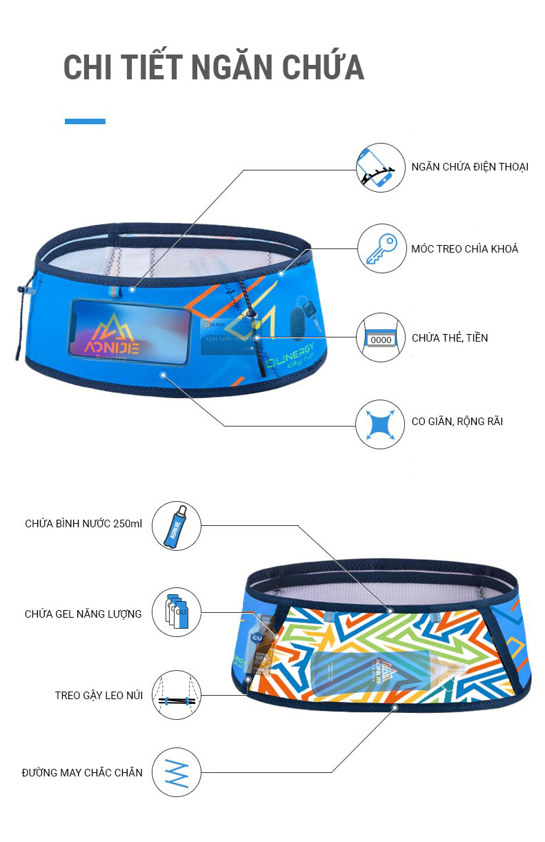 tui deo hong aonijie lightweight fanny pack w8108 b037plus 15 Túi đeo hông co giãn Aonijie Lightweight Fanny Pack W8108 (B037plus) - YCB.vn