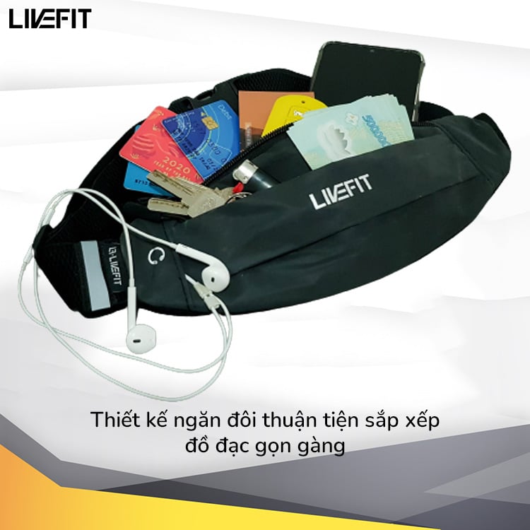 tui deo hong running belt WB32 9 Túi đeo hông chạy bộ LiveFit cao cấp - Running Belt - WB32 - YCB.vn