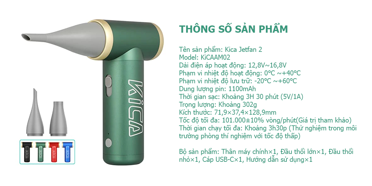 kica jetfan 2 12 Quạt cầm tay đa năng KiCA Jetfan 2 - YCB.vn
