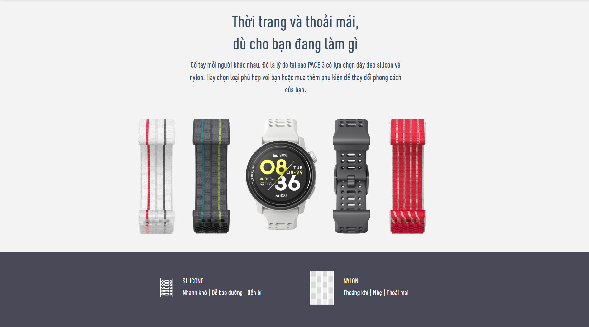 dong ho gps coros pace 3 11 Đồng hồ thể thao GPS Coros Pace 3 (Dây Silicone) - YCB.vn