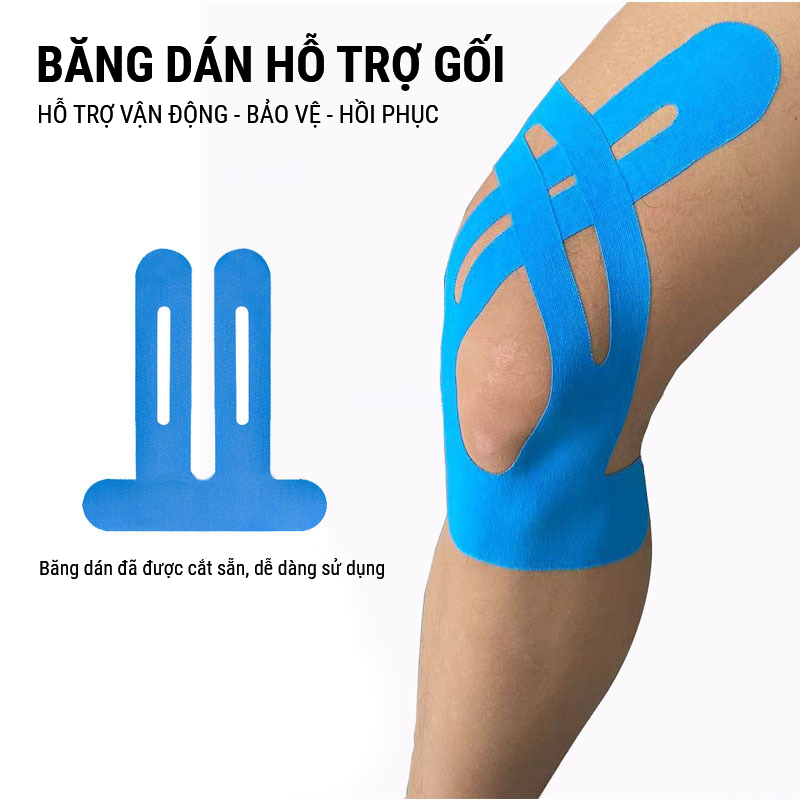 bang dan co ho tro goi knee kinesiology tape 4 Băng dán gối Knee Kinesiology Tape (1 băng) - YCB.vn