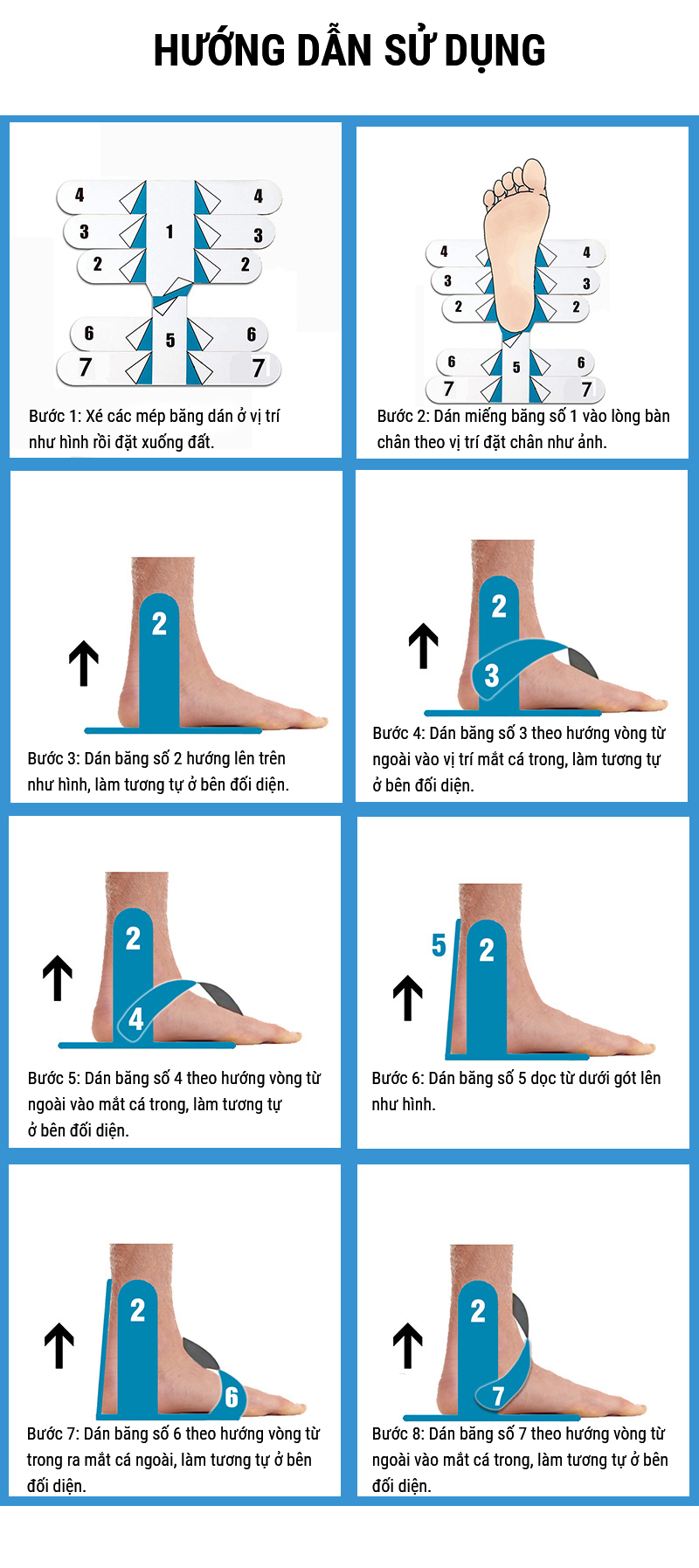 bang ho tro co chan ankle kinesiology tape 3 Băng dán cơ hỗ trợ cổ chân Ankle Kinesiology Tape (1 băng) - YCB.vn