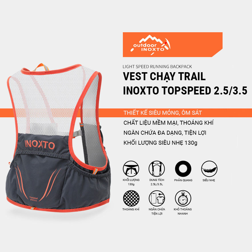 vest chay trail inoxto topspeed 2 5 30 Vest nước chạy trail INOXTO Topspeed 592 (2.5L / 3.5L) (tặng kèm 2 bình nước 300ml) - YCB.vn