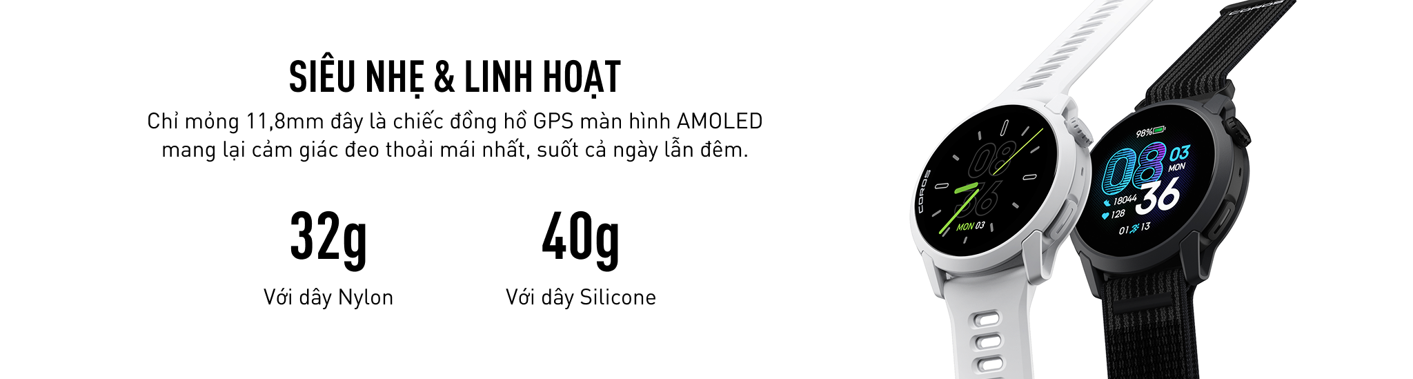 dong ho gps the thao coros pace 4 20 Đồng hồ thể thao GPS Coros Pace 4 (Dây Silicone) - YCB.vn