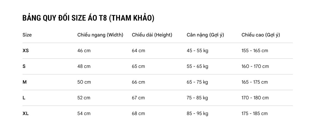 ao t8 size chart Áo Chạy Bộ Nam T8 Men's Trail Tank - The 9 Dragons 2 Edition - YCB.vn